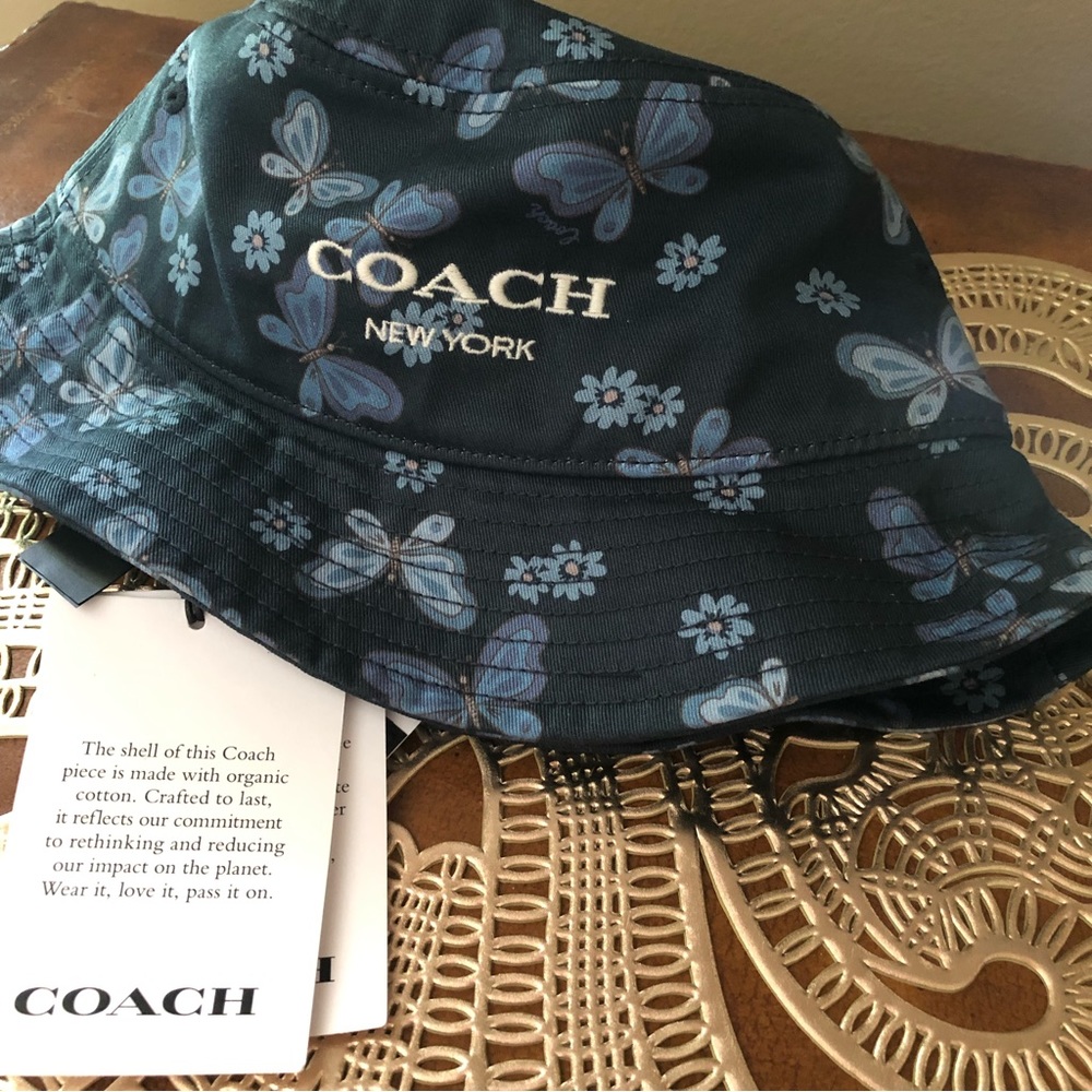 NWT Coach women's Lovely Butterfly Print Bucket Hat M/L